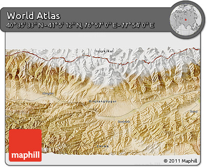Satellite 3D Map of the Area around 40° 50' 23" N, 77° 25' 30" E