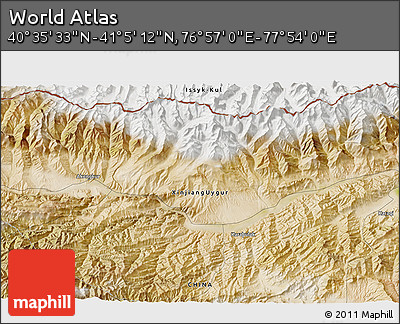 Satellite 3D Map of the Area around 40° 50' 23" N, 77° 25' 30" E