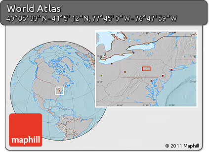 Gray Location Map of the Area around 40° 50' 23" N, 77° 16' 30" W, hill shading