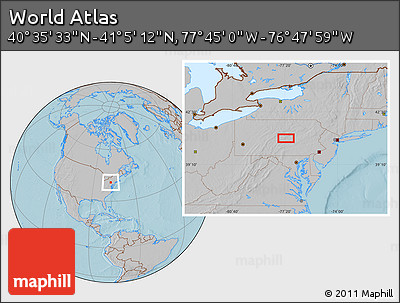 Gray Location Map of the Area around 40° 50' 23" N, 77° 16' 30" W, hill shading