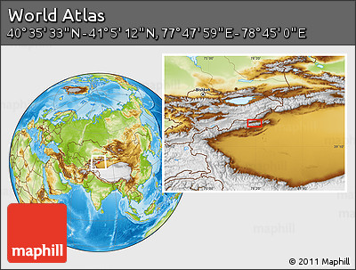 Physical Location Map of the Area around 40° 50' 23" N, 78° 16' 30" E