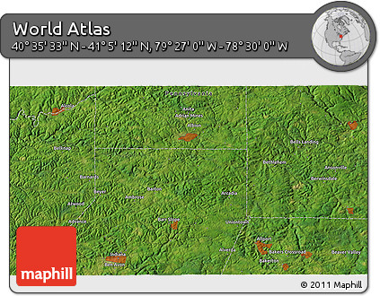 Satellite 3D Map of the Area around 40° 50' 23" N, 78° 58' 29" W