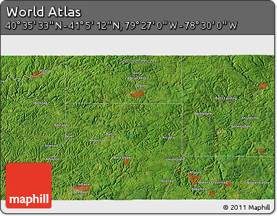 Satellite 3D Map of the Area around 40° 50' 23" N, 78° 58' 29" W