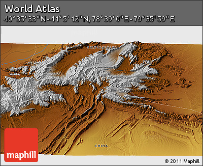 Physical 3D Map of the Area around 40° 50' 23" N, 79° 7' 30" E
