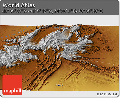 Physical 3D Map of the Area around 40° 50' 23" N, 79° 7' 30" E