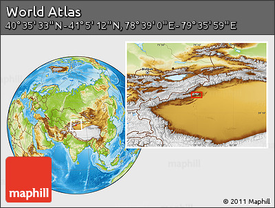Physical Location Map of the Area around 40° 50' 23" N, 79° 7' 30" E