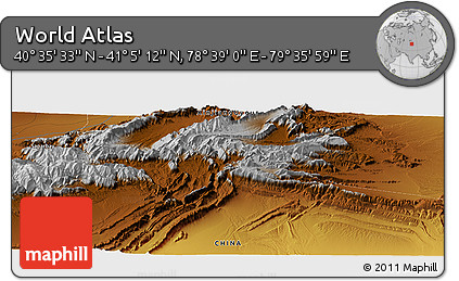Physical Panoramic Map of the Area around 40° 50' 23" N, 79° 7' 30" E