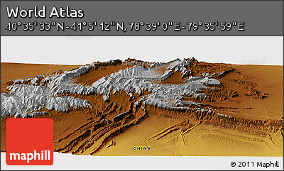 Physical Panoramic Map of the Area around 40° 50' 23" N, 79° 7' 30" E