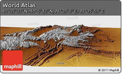 Physical Panoramic Map of the Area around 40° 50' 23" N, 79° 7' 30" E