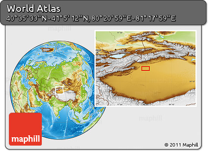 Physical Location Map of the Area around 40° 50' 23" N, 80° 49' 29" E