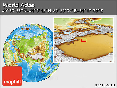 Physical Location Map of the Area around 40° 50' 23" N, 80° 49' 29" E
