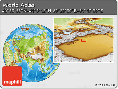 Physical Location Map of the Area around 40° 50' 23" N, 80° 49' 29" E
