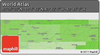 Political Panoramic Map of the Area around 40° 50' 23" N, 83° 13' 29" W