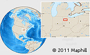 Shaded Relief Location Map of the area around 40° 50' 23" N, 84° 4' 29" W