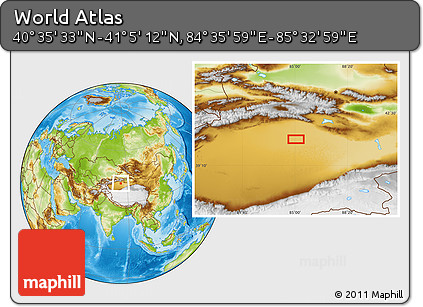 Physical Location Map of the Area around 40° 50' 23" N, 85° 4' 29" E