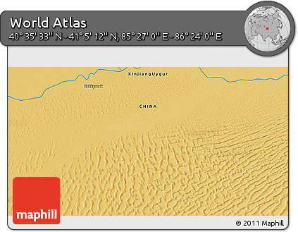 Physical 3D Map of the Area around 40° 50' 23" N, 85° 55' 30" E