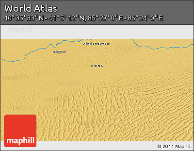 Physical 3D Map of the Area around 40° 50' 23" N, 85° 55' 30" E
