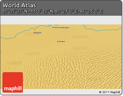 Physical 3D Map of the Area around 40° 50' 23" N, 85° 55' 30" E