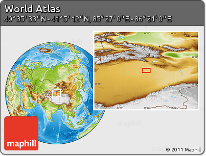 Physical Location Map of the Area around 40° 50' 23" N, 85° 55' 30" E