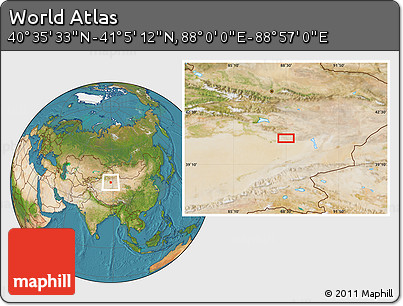 Satellite Location Map of the Area around 40° 50' 23" N, 88° 28' 29" E
