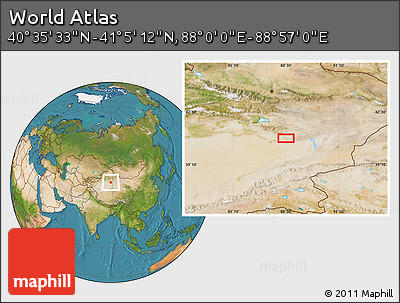 Satellite Location Map of the Area around 40° 50' 23" N, 88° 28' 29" E