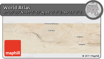 Satellite Panoramic Map of the Area around 40° 50' 23" N, 88° 28' 29" E