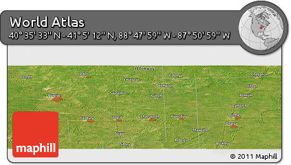 Satellite Panoramic Map of the Area around 40° 50' 23" N, 88° 19' 29" W
