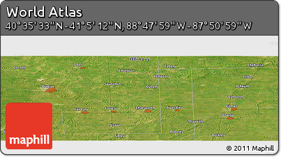 Satellite Panoramic Map of the Area around 40° 50' 23" N, 88° 19' 29" W