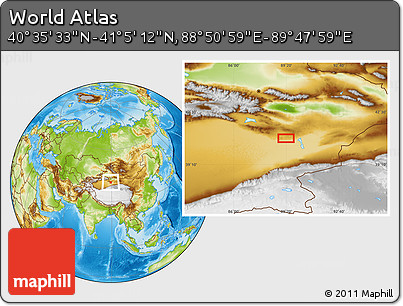 Physical Location Map of the Area around 40° 50' 23" N, 89° 19' 29" E