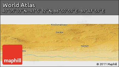 Physical Panoramic Map of the Area around 40° 50' 23" N, 89° 19' 29" E