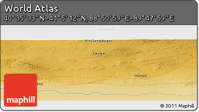 Physical Panoramic Map of the Area around 40° 50' 23" N, 89° 19' 29" E