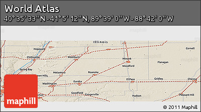 Shaded Relief Panoramic Map of the Area around 40° 50' 23" N, 89° 10' 30" W