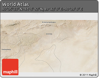 Satellite 3D Map of the Area around 40° 50' 23" N, 90° 10' 30" E