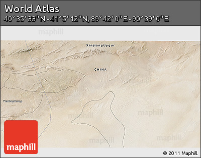 Satellite 3D Map of the Area around 40° 50' 23" N, 90° 10' 30" E