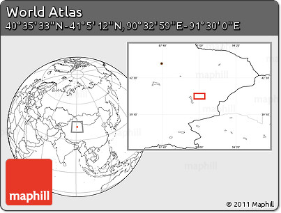 Blank Location Map of the Area around 40° 50' 23" N, 91° 1' 30" E