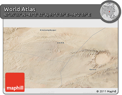 Satellite 3D Map of the Area around 40° 50' 23" N, 93° 34' 29" E