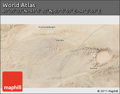 Satellite 3D Map of the Area around 40° 50' 23" N, 93° 34' 29" E