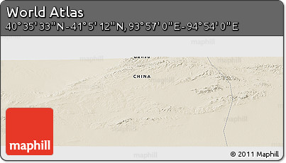 Shaded Relief Panoramic Map of the Area around 40° 50' 23" N, 94° 25' 30" E