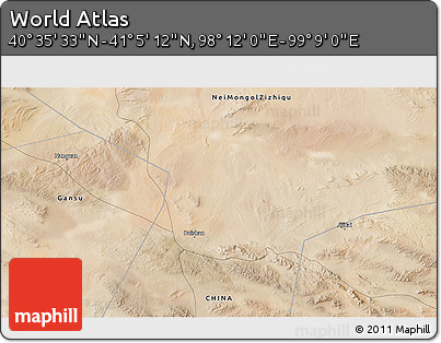 Satellite 3D Map of the Area around 40° 50' 23" N, 98° 40' 30" E