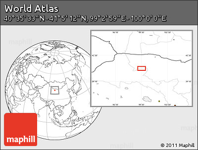 Blank Location Map of the Area around 40° 50' 23" N, 99° 31' 30" E