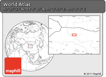Blank Location Map of the Area around 40° 50' 23" N, 99° 31' 30" E