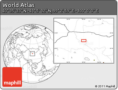 Blank Location Map of the Area around 40° 50' 23" N, 99° 31' 30" E
