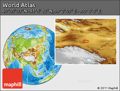 Physical Location Map of the Area around 40° 50' 23" N, 99° 31' 30" E