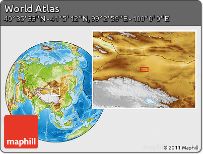 Physical Location Map of the Area around 40° 50' 23" N, 99° 31' 30" E