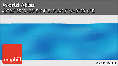 Physical Panoramic Map of the Area around 40° 6' 0" S, 0° 4' 30" E