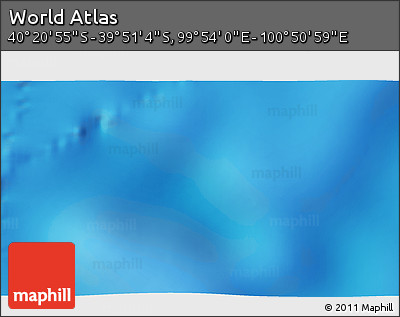 Shaded Relief 3D Map of the Area around 40° 6' 0" S, 100° 22' 30" E