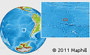 Physical Location Map of the area around 40° 6' 0" S, 100° 13' 29" W