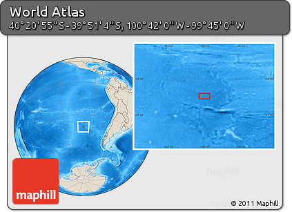Shaded Relief Location Map of the Area around 40° 6' 0" S, 100° 13' 29" W