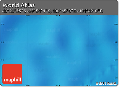 Physical Map of the Area around 40° 6' 0" S, 101° 13' 29" E