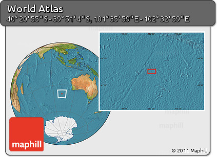 Satellite Location Map of the Area around 40° 6' 0" S, 102° 4' 29" E